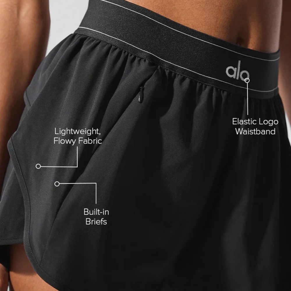 ALO Yoga Black Women's Athletic Shorts with Elastic Logo Waistband